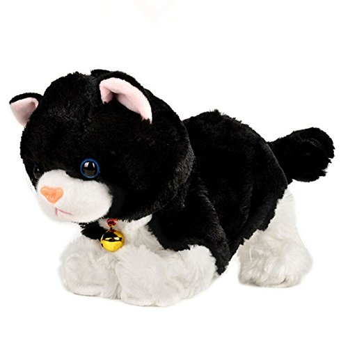 Smalody Interactive Plush Toys, Novelty Sound Control Electronic Cat Electronic Pets Robot Cat Gift for Children (Black) - Thumbnail 2