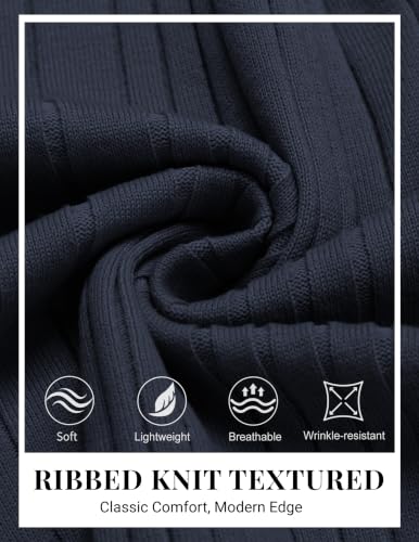 Camisetas Polo de Manga Larga para Hombre COOFANDY, suaves y ligeras, tejido texturizado, cuello ribeteado, ajuste slim, estilo casual y elegante miniatura 6