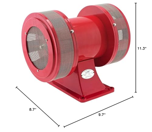 Vixen Horns Extra Loud Air Raid Siren - Industrial Alarm Heavy Duty Electric Motor 120V, Fire Tornado Siren Horn (Omnidirectional, 128 dB, Range 3300 ft)