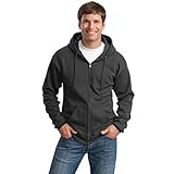 Port & Company Men's Big And Tall Full-Zip Hooded Sweatshirt Charcoal