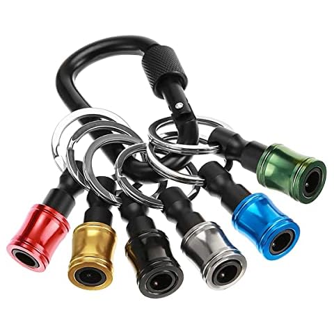 Saipe 6PCS Keychain Extension Bar Aluminum Alloy Screwdriver Bits Holder Set Portable Drill Screw Adapter Quick Release Extension Bar for 1/4inch Hex Shank Cover