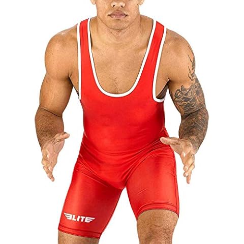 Elite Sports Men’s wrestling singlets, Standard Singlet for Men Wrestling Uniform (Red, Large) Cover
