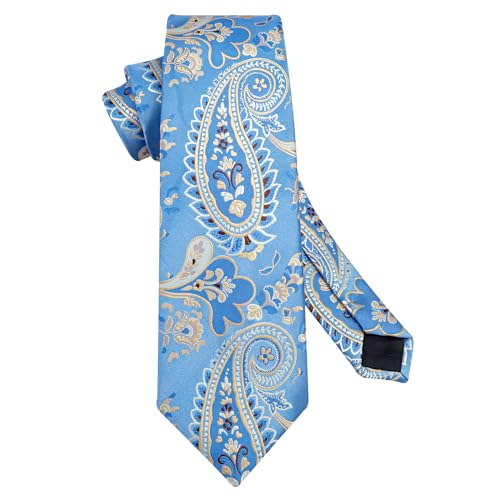 Image of HISDERN Ties for Men Paisley Floral Tie Handkerchief Classic Woven Business Formal Necktie and Pocket Square Set Wedding
