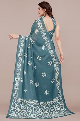 Image of MIRCHI FASHION Saree for Woman Chiffon Batik Printed | Lightweight Daily Wear Women's Office Sari with Blouse Piece (Available in 40 Colours)