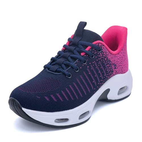 Quseek Slip On Shoes Women Walking Tennis Shoe Gym Casual Comfortable Running Workout Sneakers for Athletic Jogging RoseBlue US 82