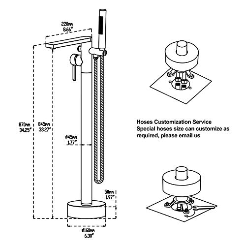 Wowkk Freestanding Bathtub Faucet Tub Filler Brushed Nickel Floor Mount Brass Single Handle Bathroom Faucets With Hand Shower #TOP1