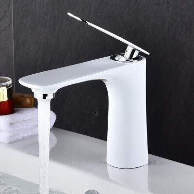Mitigeur de lavabo blanc et chrome pour eau chaude et froide de salle de bain