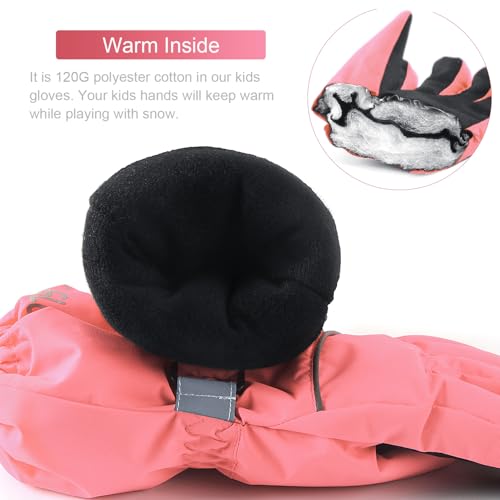 ThxToms Kids Warm Gloves Winter Waterproof Snow Gloves for Ourdoor Sports Snowboard, Toddler Bulky Ski Gloves for Boys Girls 3-14 Years Old3