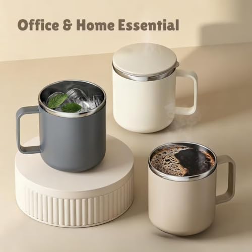 Image of SR Coffee Mug with Lid Insulated Stainless Steel for Tea Milk Mug Inner Stylist Double Wall Cup for Home Office Restaurant Use Gift (Pack of 1) (Black)