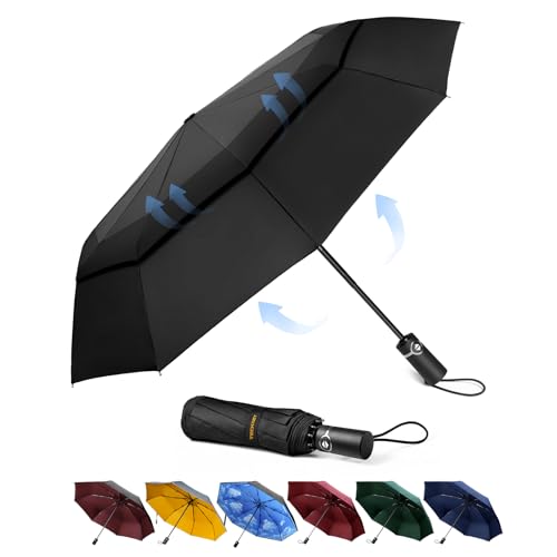 TECKNET Paraguas Plegable 10 Varillas, Negro