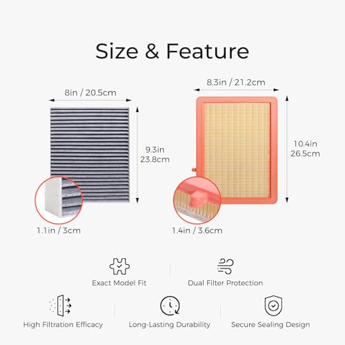 Image of 23279657 13508023 Engine & Cabin Air Filter Set Compatible with 2018-2025 Chevy Equinox GMC Terrain L4 1.5L 1.6L 2.0L Replaces CF11966 13356916 23393247 CA12260 A3226C A3240C 23279657