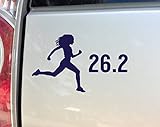 Nashville Decals 26.2 Marathon Female Vinyl Decal Laptop Car Truck Bumper Window Sticker, 7" x 4.25", Navy