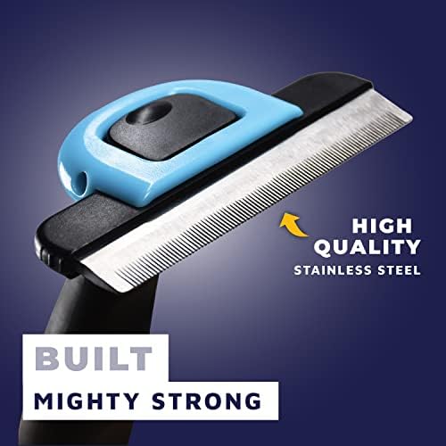 Dog Brush - Professional Deshedding Grooming Tool for Small, Medium & Large Dogs, Cats with Short or Long Hair in Blue