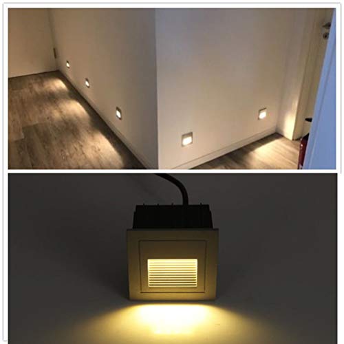 SUBOSI Applique d'escalier LED aluminium 230V 3W Appliques en verre Applique d'escalier avec boîte encastrée Applique d'escalier IP65 étanche blanc chaud - Image 3