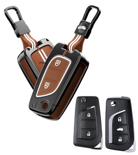 Image of Car Key Cover Compatible for Toyota Innova Crysta, Corolla Altis Stylish Full Protection 2-Button Flip Key | Glow-in-The-Dark Car Key Protector