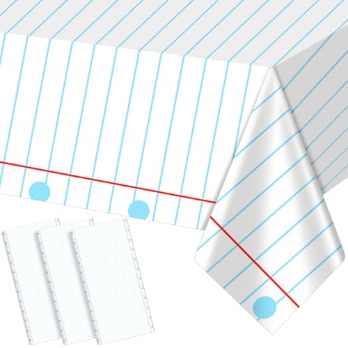 Oudain 4 Pcs Preschool Kindergarten Back to School Party Tablecloth First Day to School 54 x 108 Inch Large Disposable Rectangle Notebook Tablecloth Cover for Party Supplies Table Decorations