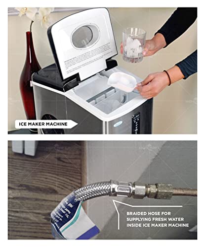Highcraft Cnct2665-Om Line, Connects Water Supply, Ice Maker Hose With 1/4" Fittings On Both Ends, Braided Stainless Steel, 5 Ft #TOP4
