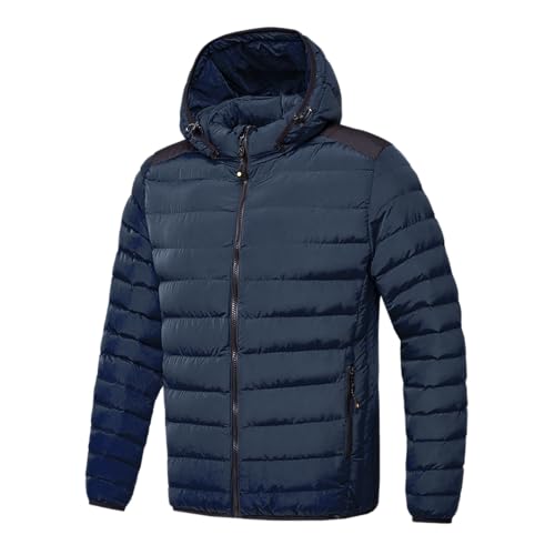 TONY BACKER Giubbotto Jacket Giacca Uomo Invernale con Cappuccio Rimovibile, Giubbino Giacchetto Uomo Giubbini Giubbotti Invernali Caldo Antivento (XL, Blu)