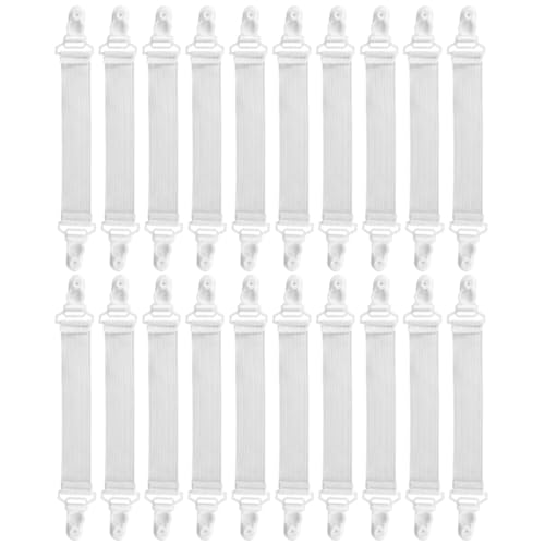 LALADEFIEE 20 Piezas de Clips para Sábanas de Cama Blancos, Sujetadores Ajustables de Plástico para Mantener Las Sábanas Firmes y Proteger el Colchón, Ideales para Mantener la Ropa de Cama