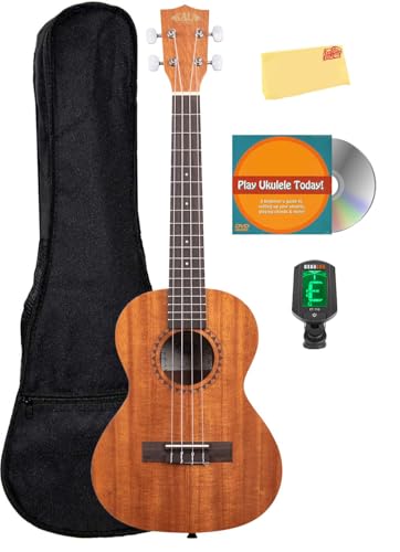 Kala KA-15T Satin Mahogany Tenor Ukulele Bundle with Gig Bag, Tuner, Austin Bazaar Instructional DVD, and Polishing Cloth