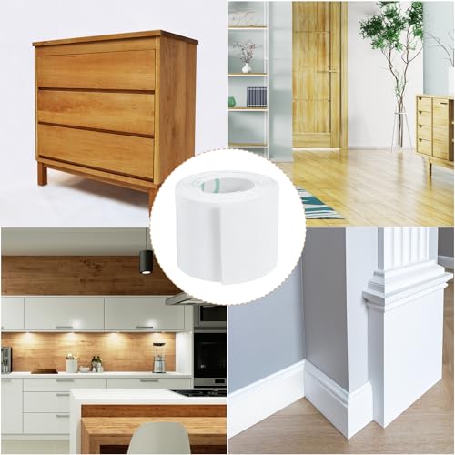 Image of uxcell 1 Roll Wood Grain Tape, 2.36 inch x 49 Ft Realistic Textured Repair Tape Self Adhesive Wood Textured Patch for Floor Wall Door Table Cabinets Desk Furniture Home Decor(White)