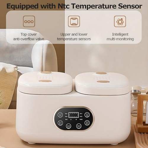 2L+2l Double Inner Tank Electric Rice Cooker, Double Slow Cooker with Precise Dual-sense Temperature Control & Intelligent Touch Screen, 12H Appointment for Home Cooking - Image 8