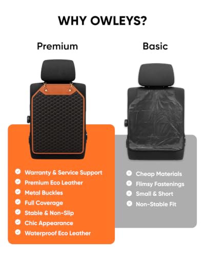 Image of Owleys Kick Mat Back Seat Protector - Car Back Seat Cover for Kids Feet - Waterproof & Sturdy Protector for Upholstery from Dirt, Mud, Scratches and Stain (Hexy)