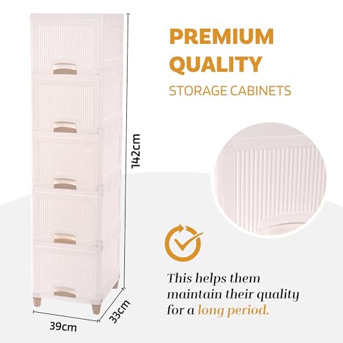 Image of YASONIC π± π§πΆπ²πΏ Foldable Plastic Rack for Storage /Kitchen Cupboard /Versatile and Sturdy Wardrobe for Clothes /Multipurpose Storage Organizer /Closet for Bedroom /Living Room /Laundry Room (Off White)