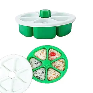 ZHU YU CHUN 2 PCS Sushi Rice Ball Mold Boxes, Triangle Rice and Vegetable Roll Making Box for Handmade DlYStorage Sushi, Lunch Bento Mold for Making Nori Rice Home Cooking Tools (green)
