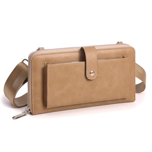 UEIRY RFID Crossbody Wallet Wristlet Purse for Women,Vegan Leather Small Clutch with Phone Pocket Multiple Credit Card Slots