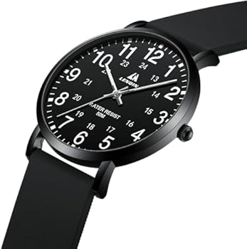 LN LENQIN Heren Horloges Militair Horloge Veld Horloge Analoge Quartz Horloges voor Mannen Lichtgevende Leger Tactische Outdoor Sport Waterdichte Heren Horloges met Datum en Nylon Band, Zwart Zilver