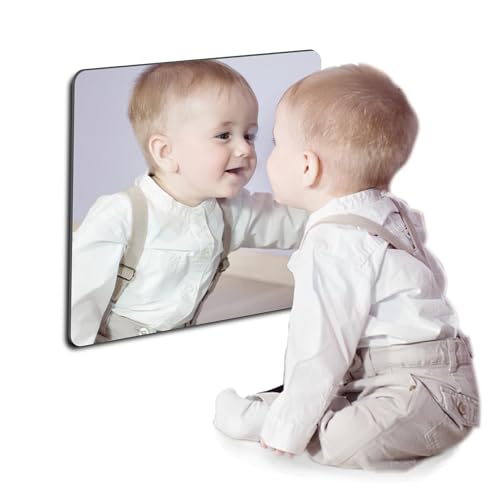 quegau Espejo de seguridad inastillable para niños, espejo de plástico montado en la pared, hecho de acrílico irrompible no vidrio, grosor de 1/8 pulgadas, 1 pieza de 8 x 8 pulgadas, ideal para