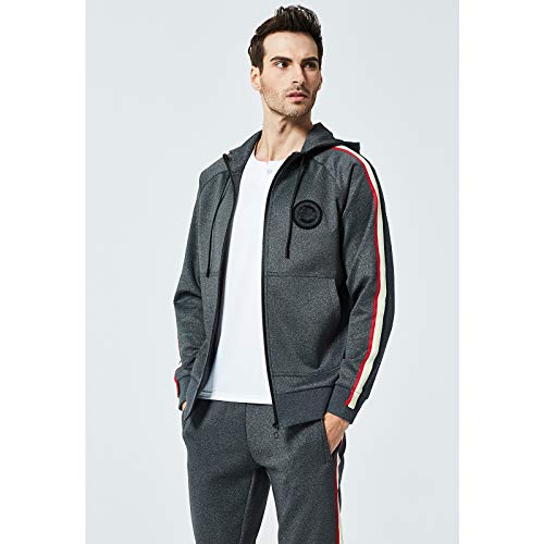 Image of MANTORS Men's Hooded Athletic Tracksuit Full Zip Casual Jogging Gym Sweat Suits