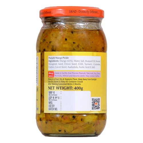 Image of SWAD Punjabi Home Made Mango Veg. Pickle, Masaledar Flavor & Taste, 400gm (Pack of 2)