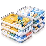 pakkabuu 6 Pack Large White Clear Hard Shell Zipper Case, Clear Storage Organizer Bins with Zipper, Water-Resistant Travel Toiletry Bag for Toys, Cables, Crafts, Makeup, Christmas Storage Bins