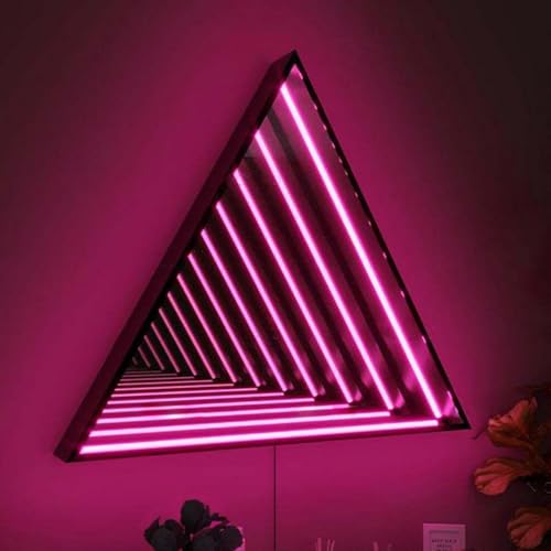 Lampka nocna LED z lustrem nieskończoności, geometryczna, zmieniająca kolor RGB, dekoracja do domu, na imprezę i bar, sensoryczna lampa ścienna tunelowa poprawiająca atmosferę