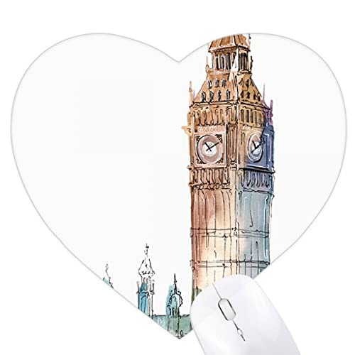 Big Ben Grande-Bretagne tapis de souris en forme de coeur antidérapant pour ordinateur