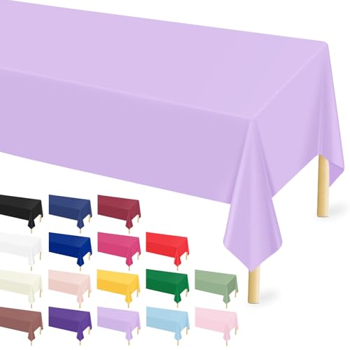 Mulbozy 12 Pcs Light Purple Tablecloth, Lavender Plastic Table Cloth