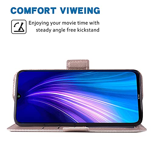 Wwaayssxa Compatible With Xiaomi Redmi Note 8 Wallet Case Wrist Strap Lanyard Leather Flip Cover Card Holder Stand Cell Accessories Phone Cases For Xiami Xiomis Xiome Redme Note8 Women Men Rose Gold #TOP3