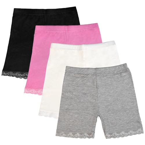GENTABY Mädchen Unterhose Shorts Schwarz Radlerhose Weiß Sport Baby 4 Farbe Kinder Tanz Fahrrad Strand Sicherheitskleid Höschen 4 Pack für 3-4 Jahre