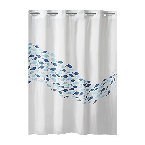 Hookless Rideau de Douche imprimé Peva, 180 x 180 cm, Bleu Cover