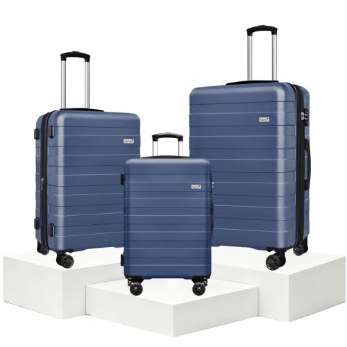 Image of KEYTANG Zebra Luggage Sets 3 Piece, 20 inch Carry On Luggage with Spinner Wheels, Hardside Business Travel Suitcase Set with TSA Lock, Lightweight Suitcase,20 /24 /28 inch,Navy Blue