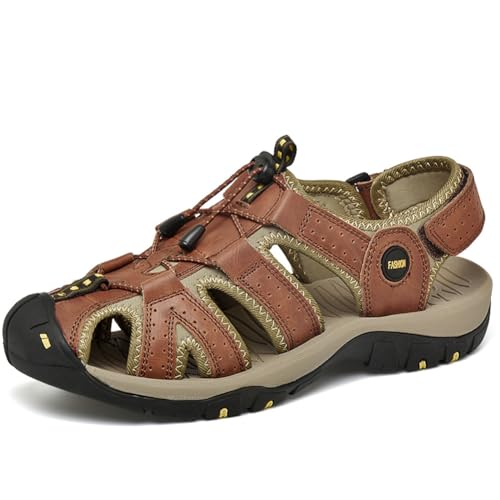 LEADER SHOW Men's Outdoor Hiking Sandals Closed Toe Casual Sport Trail Walking Sandal Water Beach Shoes