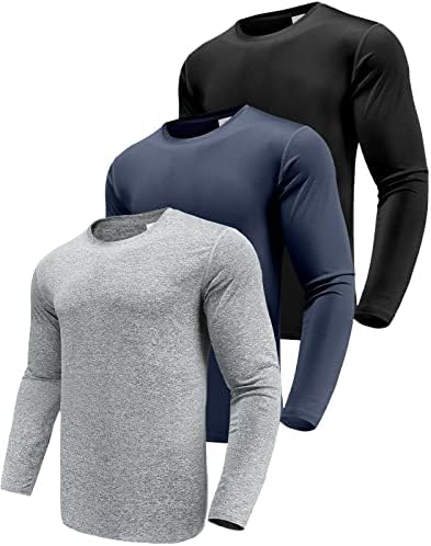 Boyzn 1, 3 or 5er Pack Herren Langarmshirt T-Shirts, UPF 50+ UV Schutz Schnelltrocknend Funktionsshirt Laufshirts, Atmungsaktiv Langarm Sportshirt Gym Running Tops
