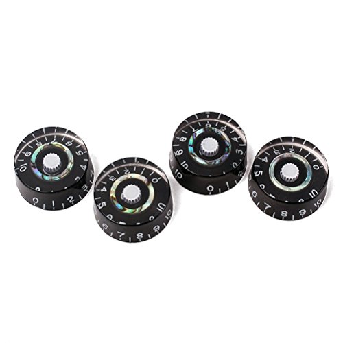 4 Black Electric Guitar Speed Knobs Les Paul Abalone Blue Green B-Stock #TOP2