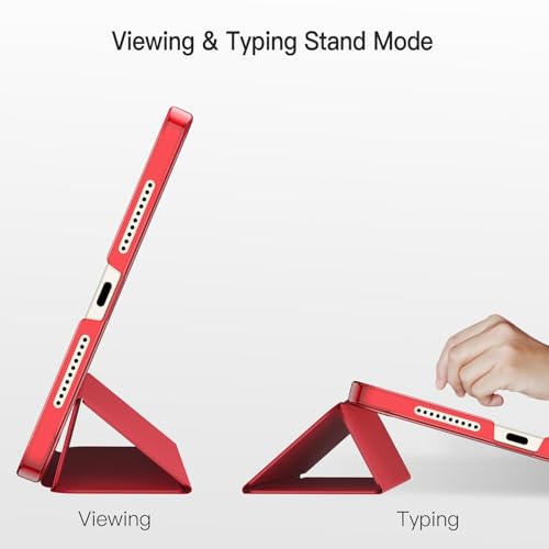 Image of JETech Cover Case for iPad mini (A17 Pro, 2024 Model, 7th Generation) / mini 6 (2021 Model, 6th Generation), Slim Stand Hard Back Shell Smart Cover with Auto Wake /Sleep (Red)