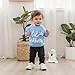 Newborn Baby Boy Knit Sweater Outfit Little Lil Brother Long Sleeve Letter Embroidery Top Sweatshirt Infant Fall Clothes (Light Blue, 0-3 Months)