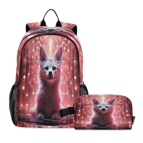Sac à dos renard avec sac à déjeuner pour garçons et filles ensemble scolaire léger
