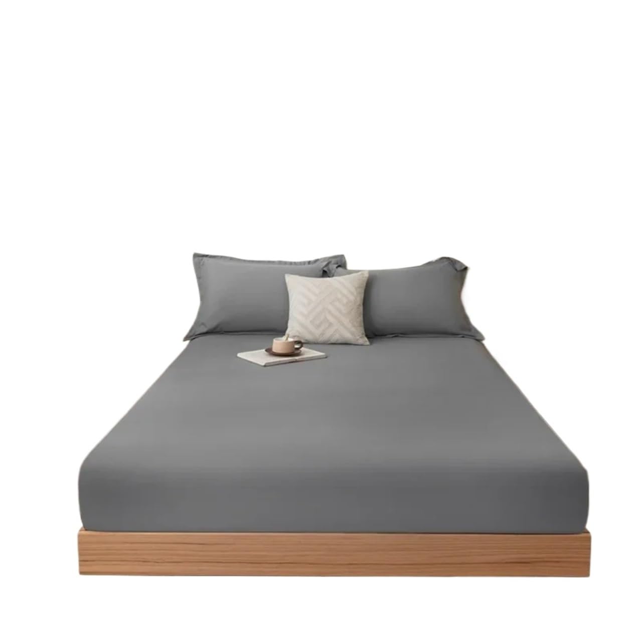 Coprimaterasso Coprimaterasso con elastico tinta unita singolo Doppio King Size senza federa(Light Grey,150x200cm)