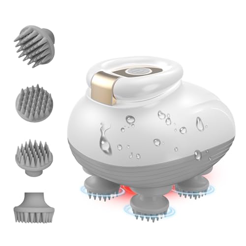 TISSCARE Electric Scalp Massager, Cordless Head Massager Scalp for Hair Growth and Stress Relax, 3 Speed Modes, Waterproof Handheld Portable Head Scratcher for Pet Dog Cat Massage, Gift for Women Men